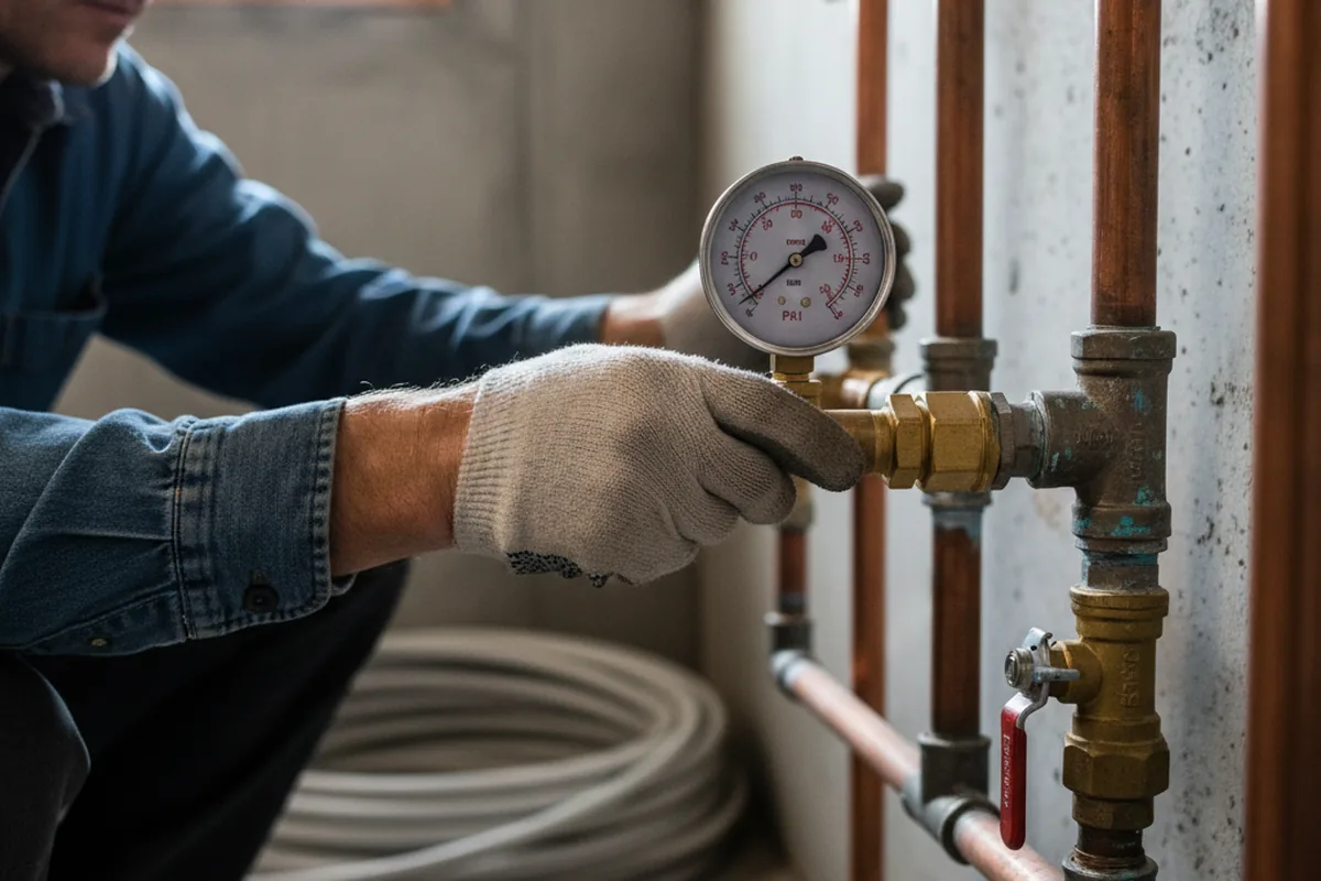 Pressure testing a repaired line during Water Line Repair in Lynch